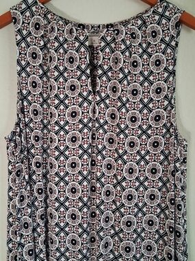 Soma Sleeveless Geometric Print Maxi Dress - White, Black & Brown